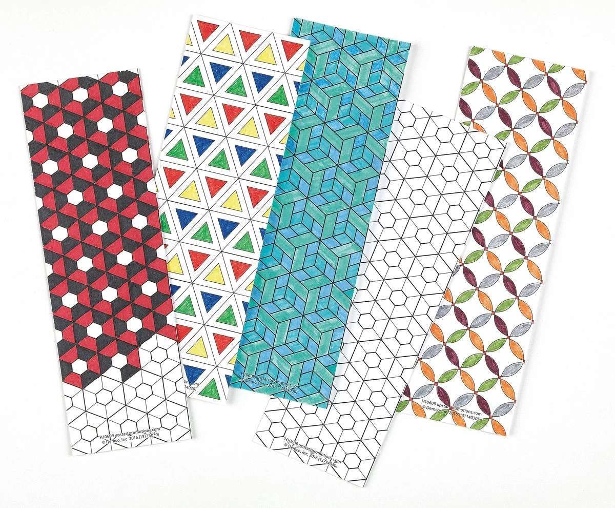 Bókamerki til að lita - blandað mynstur (200 í pakka)